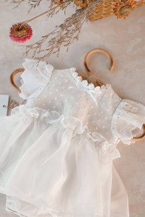 Newborn Polkadots White Dress