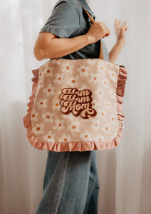 Tote Bag Graphic Retro Daisy Flowers in Pink (Pre-Order)