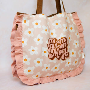 Tote Bag Graphic Retro Daisy Flowers in Pink (Pre-Order)