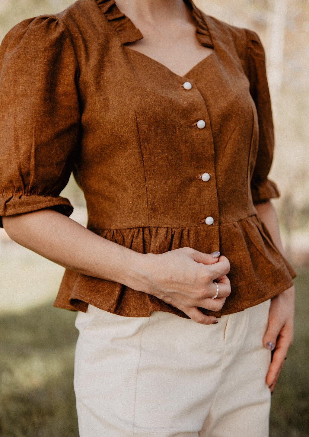 Romantic Camel Vintage Blouse